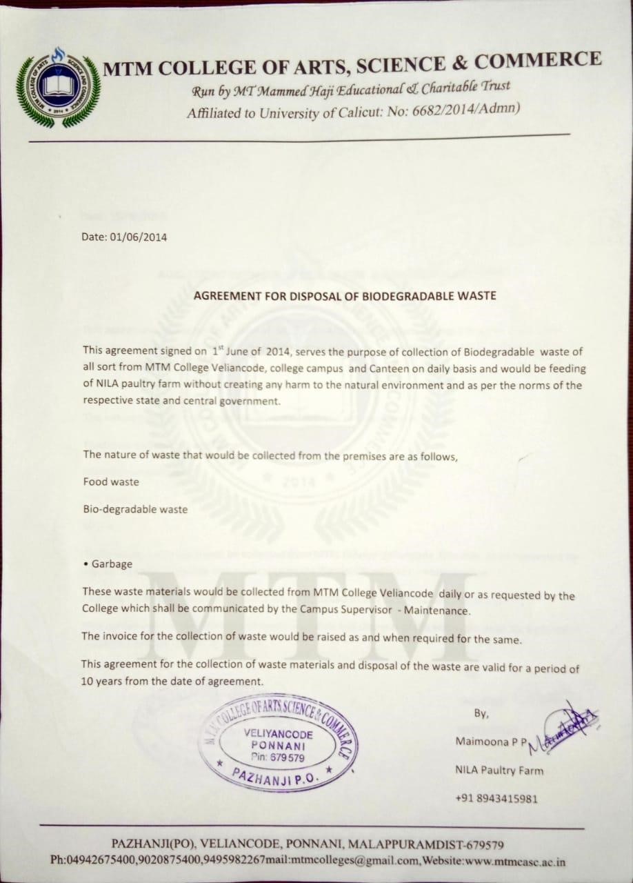 BIODEGRADABLE WASTE DISPOSAL MOU