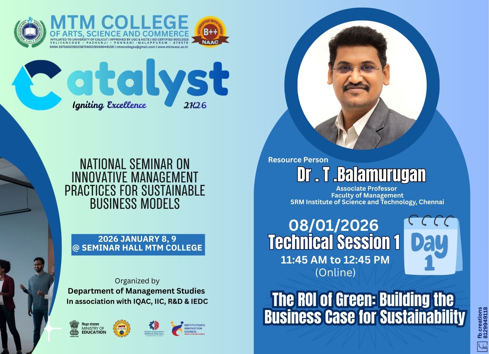 National Seminar on Innovative Management Practices for Sustainable Business Models Catalyst 2K26 – Igniting Excellence