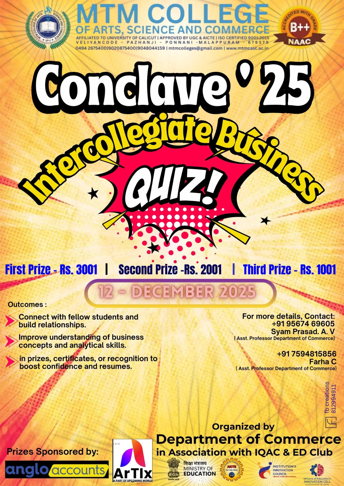 Conclave 25, an intercollegiate Business Quiz Competition
