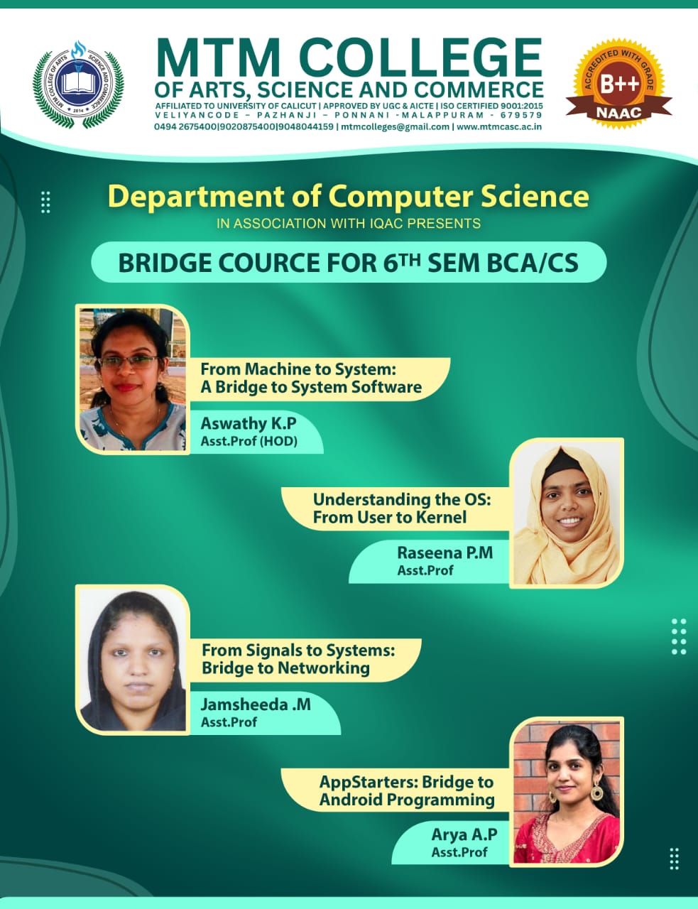 Bridge Course for 6th Semester BCA/CS students