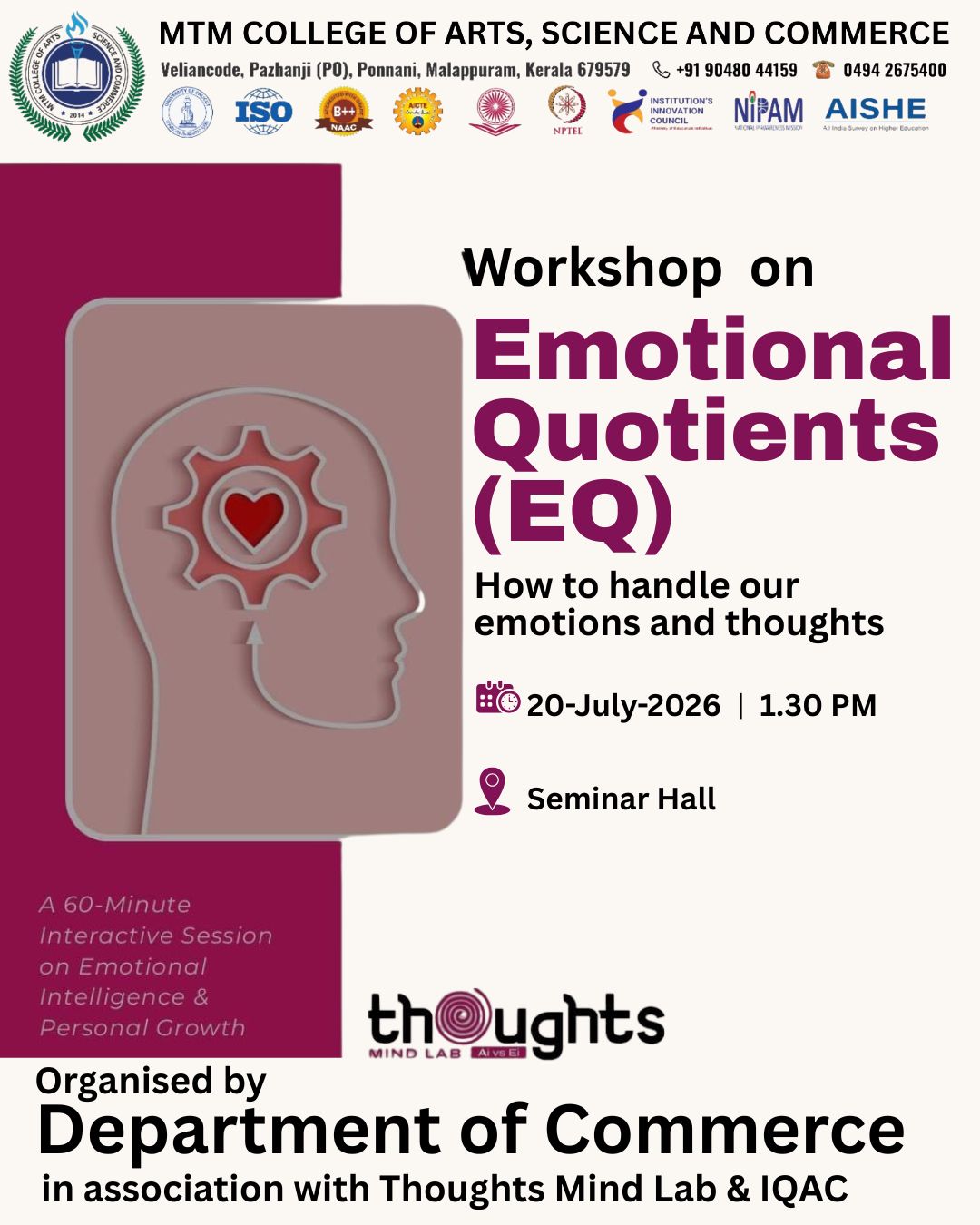 Workshop on Emotional Quotient (EQ): Understanding Emotions and Personal Growth