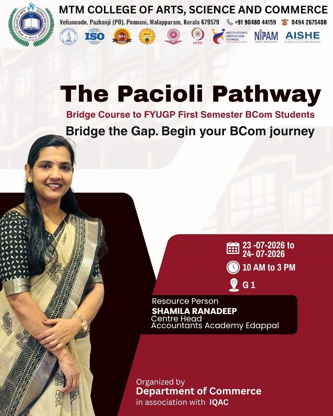 The Pacioli Pathway – Bridge Course for FYUGP First Semester B.Com Students