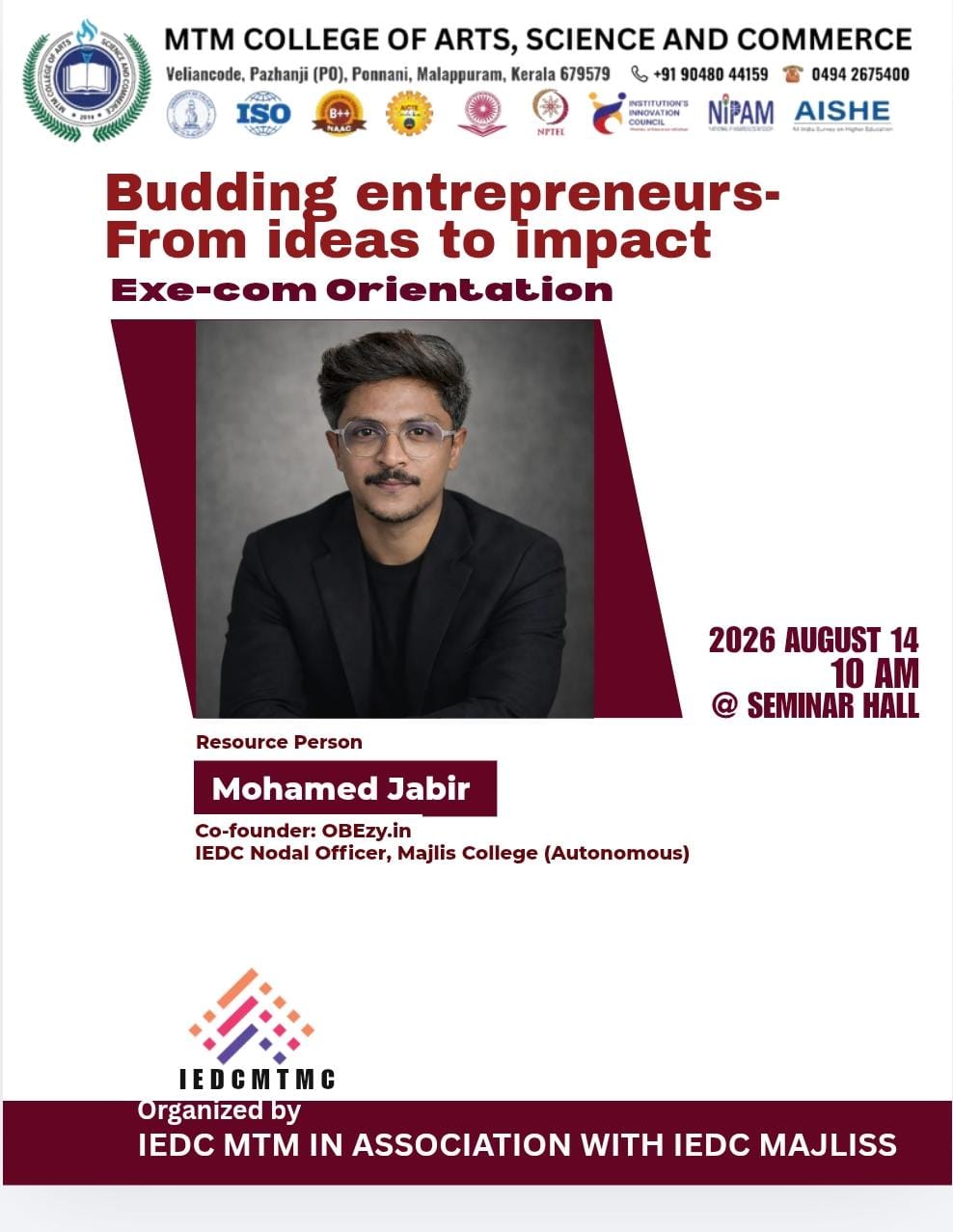 Budding Entrepreneurs – From Ideas to Impact: Ex-Com Orientation